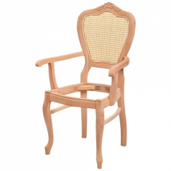 Klasik Lükens Oymalı Kollu Hasırlı Sandalye